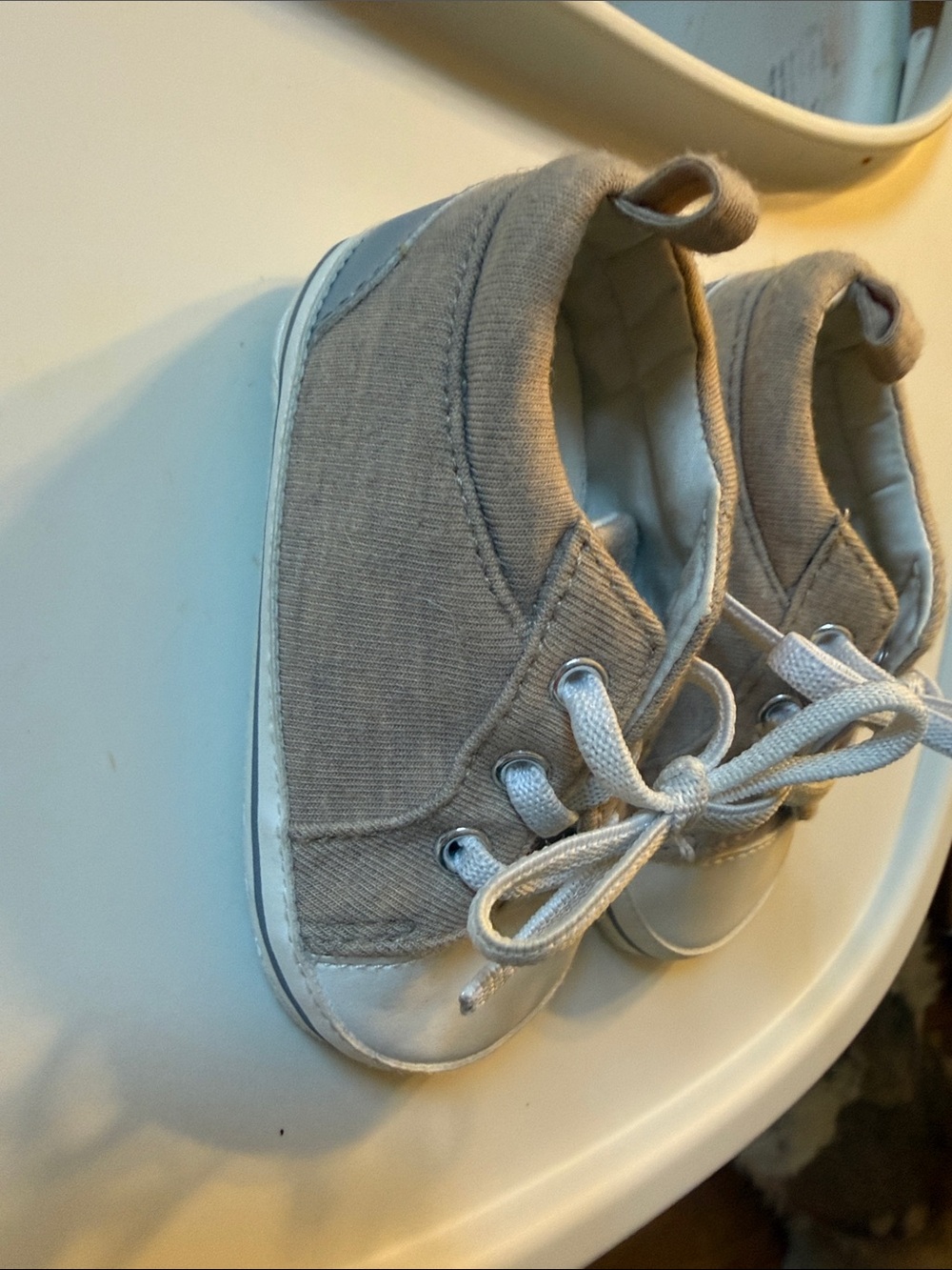 Carter's Tan Canvas Baby Lace-Up Sneakers with White Toe Caps - Picture 4 of 5